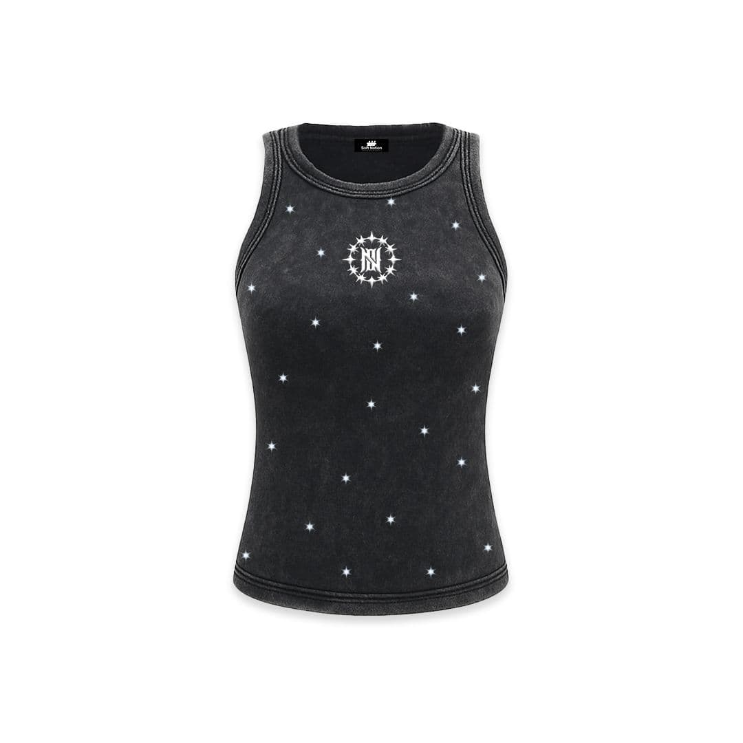 Softnations Washed Black Star Tank Top
